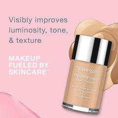 Neutrogena Healthy Skin Liquid Foundation Makeup with Broad Spectrum SPF 20 Sunscreen, Lightweight, Medium Coverage Makeup with Sunscreen and Pro-Vitamin B5, Buff 30, 1 fl. oz