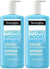 Neutrogena Hydro Boost Body Moisturizing Gel Cream with Hyaluronic Acid, Non-Greasy & Fast Absorbing, Lightweight Hydrating Body Lotion for Normal to Dry Skin, Fragrance-Free, 16 oz (Pack of 2)