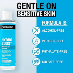 Neutrogena Hydro Boost Micellar Water with Hyaluronic Acid,Micellar Cleansing Water for Sensitive Skin,Removes Makeup,Dirt & Oil,Alcohol-Free,13.5 fl oz,(Pack of 2)