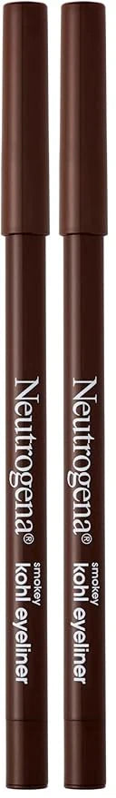 Neutrogena Smokey Kohl Eyeliner with Antioxidant Vitamin E, Water-Resistant & Smooth-Gliding Eyeliner Makeup, Dark Brown, 0.014 oz (Pack of 2)