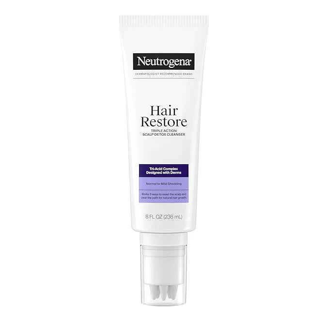 Neutrogena Hair Restore Triple Action Scalp Detox Cleanser, Triple Acid Scalp Detox & Clarifying Treatment to Remove Dead Skin Cells, Clear Scalp Buildup, Sulfate-Free, 8 fl. oz