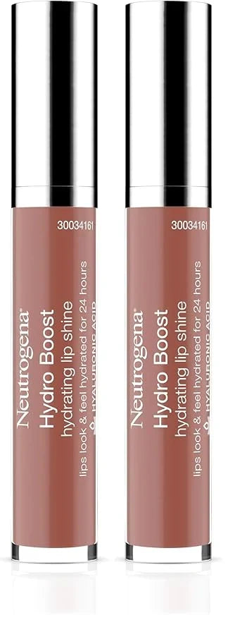 Neutrogena Hydro Boost Moisturizing Lip Gloss,Hydrating Non-Stick and Non-Drying Luminous Tinted Lip Shine with Hyaluronic Acid to Soften and Condition Lips,27 Almond Nude Color,0.10 oz,(Pack of 2)