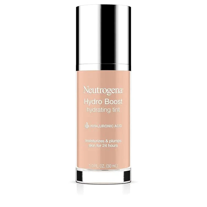 Neutrogena Hydro Boost Hydrating Tint Foundation Makeup for Dry Skin, with Hyaluronic Acid, Lightweight Oil-Free Water Gel, Non-Comedogenic, 20 Natural Ivory, 1.0 fl. oz