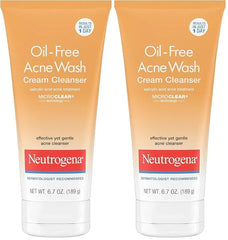 Neutrogena Oil-Free Acne Face Wash Cream Cleanser, 2% Salicylic Acid Acne Treatment, Daily Facial Cleanser for Acne-Prone Skin, 6.7 fl. oz (Pack of 2)