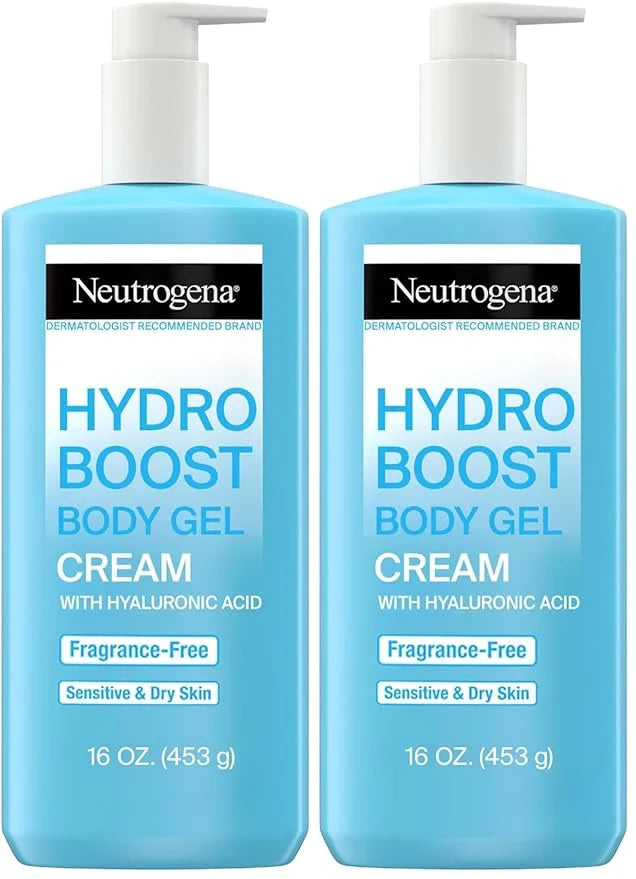 Neutrogena Hydro Boost Body Moisturizing Gel Cream with Hyaluronic Acid, Non-Greasy & Fast Absorbing, Lightweight Hydrating Body Lotion for Normal to Dry Skin, Fragrance-Free, 16 oz (Pack of 2)